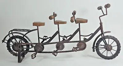 $25 • Buy Bicycle Art Sculpture- 21  X 9.5  Metal & Wood 3 Seater, Working 2 Chain Drive.
