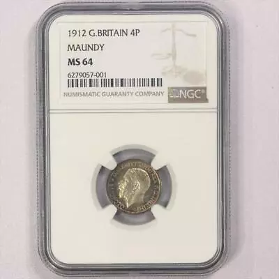 1912 G.Britain 4P Maundy NGC MS64 • $84.99