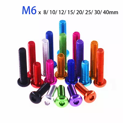 £2.08 • Buy M6 Socket Cap Screws Allen Key Bolts Aluminum Alloy Pan / Button Head Anodizing