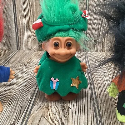 Russ LOT 6~ Trolls Christmas Tree Doll Merry Little Troll Vintage Green Figure • $79.99