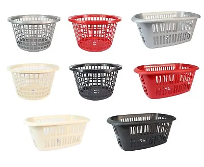 Plastic Laundry Basket - High Quality - Round/rectangular - 5 Colours - Washing • £6.75