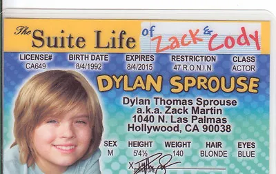 Dylan Sprouse The Suite Life Of Zack And Cody Collectors Card Drivers License  • $8.96