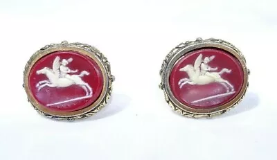 Dante Pegasus Greek Mythology Red & Gold Cuff Links Incolay SN • $67.19