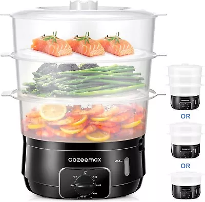 13.7QT Electric 3-Tier Vegetable Steamer 800W: Fast Cook 60min Timer BPA-Free • $28