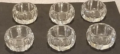 $24 • Buy Vtg Set 6 Clear Crystal Cut Glass Round Ribbed Notch Zipper Salt Cellars Dips