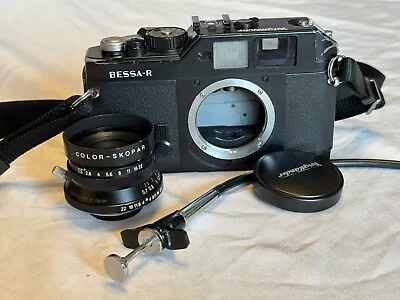 Voigtlander BESSA-R Rangefinder Camera BLACK W/ Color-Skopar 35mm F2.5 MC Lens • $450