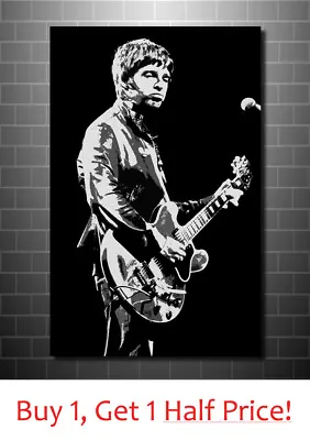 Noel Gallagher Oasis Pop Art Canvas Wall Art Print - Framed Black And White • £119.99