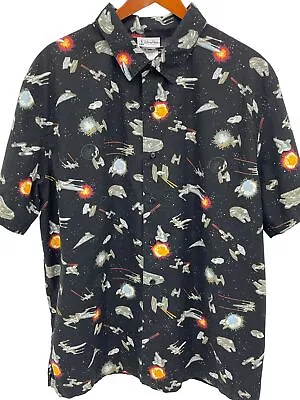 Disney Parks Star Wars Hawaiian Button Shirt Millennium Falcon X-Wing Mens L • $26.60