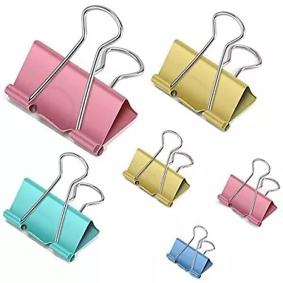 £2.99 • Buy 10x Paper Binder Clips Foldback Metal Binder Paper Grip Assorted Multi Colour