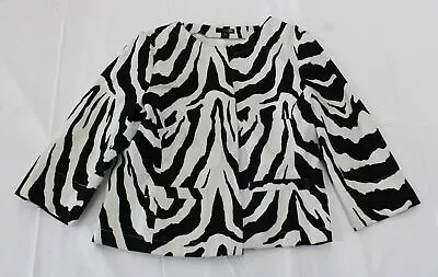 East 5th Women's Zebra Print 3/4 Sleeve Lined Blazer CM5 White Medium  • £9.62