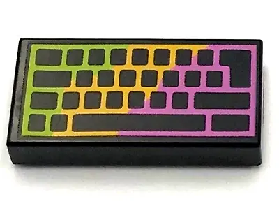 Lego New Computer Gaming Keyboard RGB Pattern 1 X 2 Black Tile Piece • $0.99