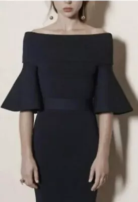 $89 • Buy SCANLAN THEODORE - Crepe Ruffle Sleeve Top, Size S - Navy