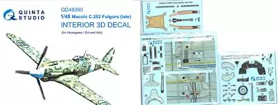 Quinta Studios 1/48 MACCHI MC.202 (LATE) 3D DECAL COLORED INTERIOR SET Hasegawa • $24.99