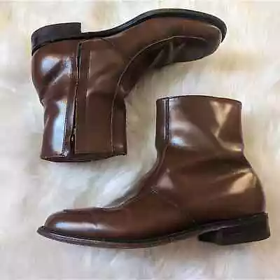 Vintage 70s O'Sullivan Mens Brown Leather Ankle Zip Boots Size 10D • $65
