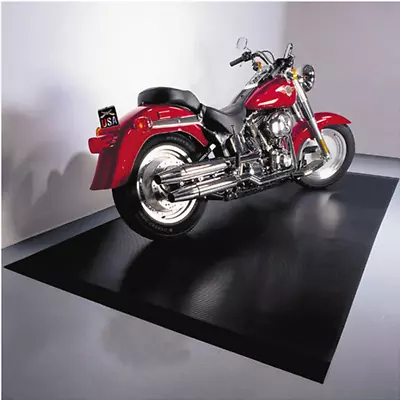 Motorcycle Mat 55 Mil Ribbed 5 X10 In Midnight Black Flooring Material Versatile • $201.99