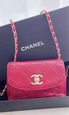 CHANEL Bicolore Waist Pouch Chain Bag Bum Bag Red Leather Lambskin Vintage • £785.79