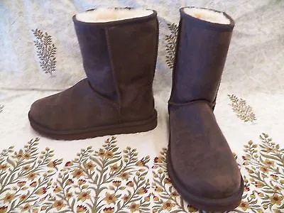 New Womens UGG Classic Short Leather Brownstone Sheepskin Winter Warm Boots • $99.99