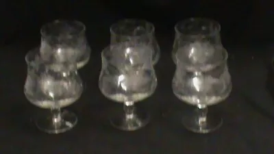Vintage Set Of Etched Crystal Sherry Glasses With Grape & Leaf Pattern Ns41 • $35.99