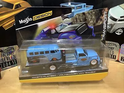 Maisto Design Elite Transport Flatbed / Volkswagen Van Samba Blue MT49 LR • $15