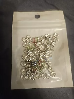  Multi-Color Crystal Rhinestone 8mm Silver Rondelle Metal Spacer Beads  • $2