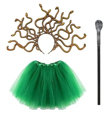 Ladies Girls MEDUSA COSTUME Kids Greek Halloween Roman Myth Snake Fancy Dress UK • £12.95