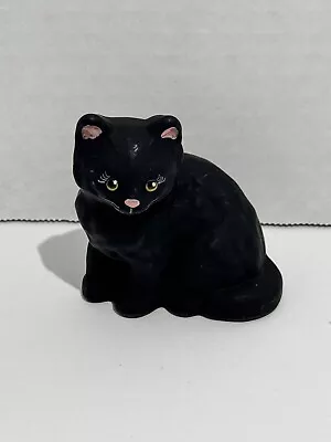 Mosser Glass Kitty Black Hand Painted Cat Figurine By SHELL • $39.98