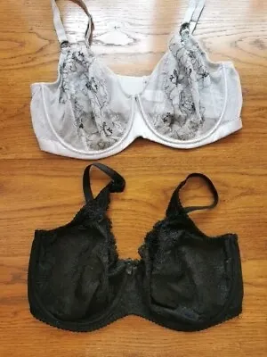 Two Full Cup Underwired Bras Charnos Black Autograph Grey Size 38E • £17