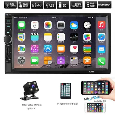 7  Double 2 DIN Car MP5 Player Bluetooth Touch Screen Stereo Radio With Camera • $32.99