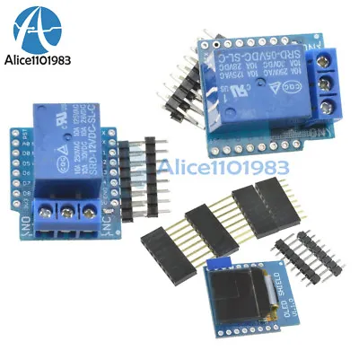 WeMos D1 Mini 5/12V Wifi 1CH Relay Shield 0.66 Inch OLED I2C For ESP8266 Arduino • $1.17