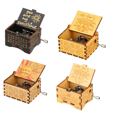 You Are My Sunshine Wooden Hand Crank Musical Boxes Antique Engraved Music Box • £4.88