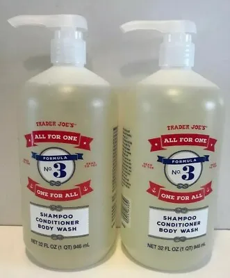 $35.65 • Buy 2 PACK Trader Joes Formula NO. 3 All For One Shampoo-Conditioner-Body Wash