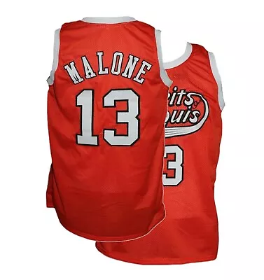 Throwback Malone #13 St. Louis Basketball Jersey Orange Stitched Custom Name • $29.90