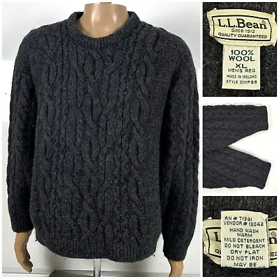 LL Bean Mens XL Sweater Irish 100% Wool Fisherman Cable Knit Ireland  • $145
