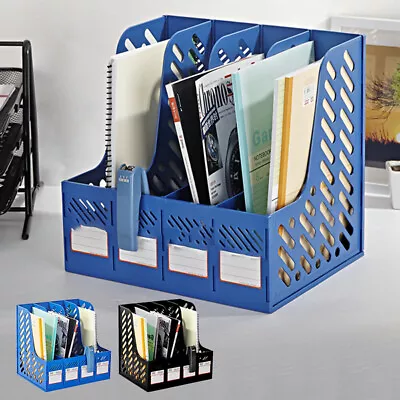 UK 4 In 1 Desk Tidy Organiser Desktop Magazine Holders Plastic File Shelf Rack • £8.54