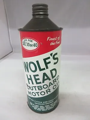 Vintage Advertising Wolf's Head Motor Oil One 1 Quart Cone Top  Tin Can   M-332 • $65