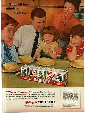 1956 Kellogg's Variety Pack Family Choosing Cereal Vintage Print Ad • $8.95
