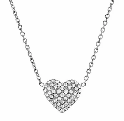 Nwt Michael Kors Silver-tone Crystal Pave Reversible Heart Necklace Msrp $95.00  • $59.95