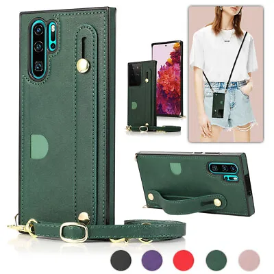 Slim Leather Case Card Lanyard Crossbody Phone Cover For Huawei P30 P40 Lite Pro • $4.99