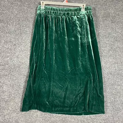 J. Crew Skirt Womens Large Green Lined Pull On Below Knee Velour Stretch NWT • $28.94