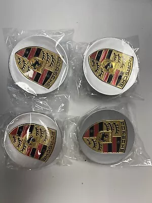 Porsche 65mm Wheel Center Caps Silver And Gold Color Set Of 4 • $28.70