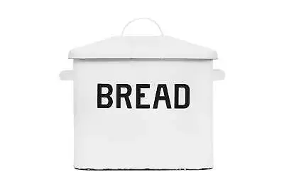 Metal Bread Box With Lid And Handles; Rustic Farmhouse Storage For KitchenWhite • $28.66