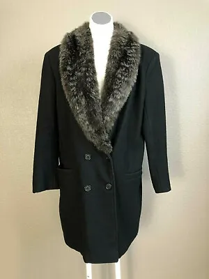 Vintage 70's Unisex Double Breasted Learsi Fine Wool Faux Collar Coat Sz 14 • $27