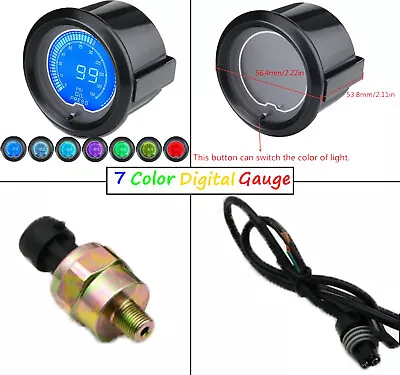 LED 2  52mm 7 Color Digital Display 150 PSI Oil Pressure Gauge With Sensor Auto • $62.49