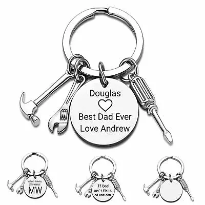 Keyring Dad Personalised Gift Tools Him Customised Key Ring Stainless Steel • £3.79