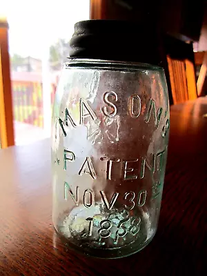 1880s RB#1941 MIDGET Pint MASON'S Hero Cross PATENT 1858 Fruit Jar Bottle W/ Lid • $30