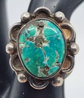 Old Pawn Vintage Native American Sterling Silver Turquoise Ring Size 8 • $59.80