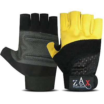 £3.99 • Buy Mens Weight Lifting Gloves Gym Training Workout Body Building Leather Gloves