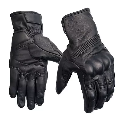 Genuine Leather Motorcycle Gloves Perforated Full Finger Touchscreen Motor Glove • $24.63