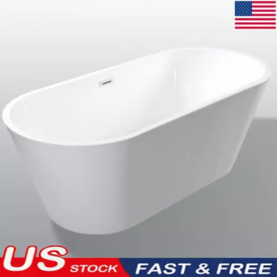 67  Acrylic Freestanding Bathtub Soaking Tub W/ Chrome Overflow And Pop Up Drain • $499.99
