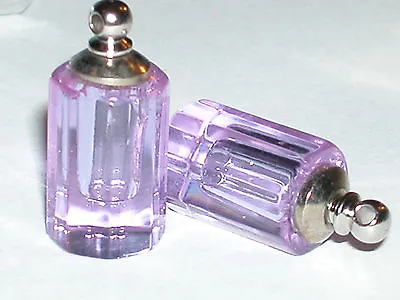 1 Facet Purple Cylinder Vial Necklace Pendant Small Glass Bottle Screw Cap  New • $5.36
